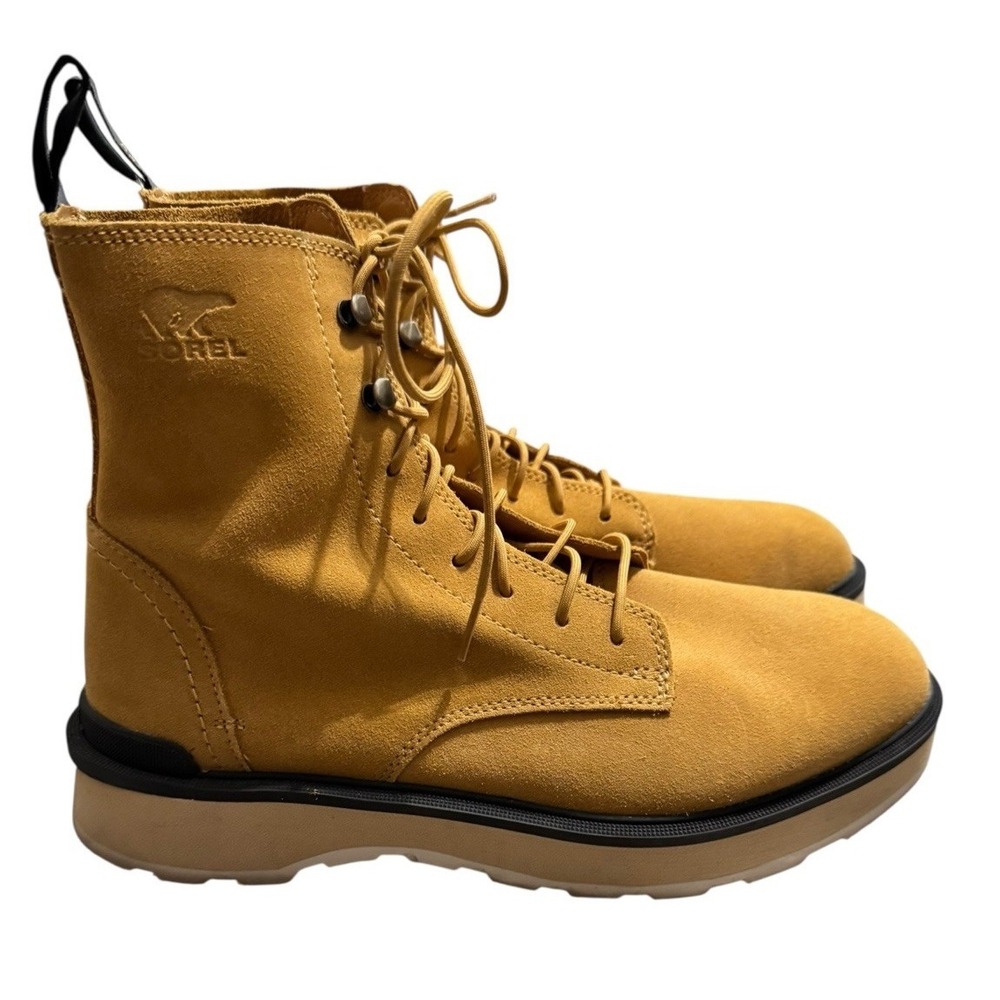 Sorel Hi Line Lace‎ Geo Yellow/Jet Waterproof Combat Boots Womens Size 10